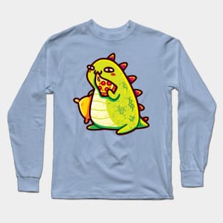 Cute T-Rex Eating Pizza Long Sleeve T-Shirt